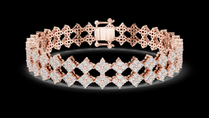 Bracelet pour femme en or géométrique floral avec diamants de laboratoire cultivés, fabriqué en or 14K 18K, avec un motif floral unique, cadeau de fête - Product Image 6