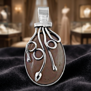 R Art Palace - Colgante de Piedra Natural con Marco de Aleación Plateada, Estilo Vintage, Amuleto Solitario, Joyería de Regalo Unisex - Product Image 2