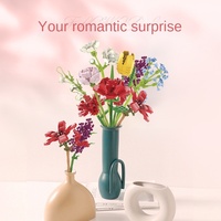 Décor à la maison fausses fleurs Bouquet jouets bouquets de roses florales artificielles Mini rose rouge brique bricolage Moc Nano fleur blocs de construction