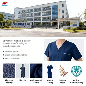 Ensemble de blouses médicales unisexe à col montant et fermeture éclair, extensible dans les 4 sens, en polyester, pour détection d'aiguilles, usage dentaire et esthétique - Vente en gros - Product Image 6
