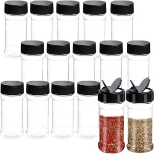 2023 Venda quente PET Vazio Garrafas De Tempero De Plástico Spice Shaker Recipientes Em Pó Frasco De Sal De Pimenta Com Flapper Especiarias Frascos Set