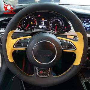 Cubierta de volante de gamuza <span class=keywords><strong>Hot</strong></span> <span class=keywords><strong>Wheels</strong></span>, diseñador de cuero para coser a mano para Audi S5 Sportback <span class=keywords><strong>Cabriolet</strong></span> A1 Amplified Sportback 2012 - Product Image 5