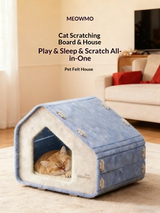 Mengwei Filz-Katzenbett für Alle Jahreszeiten, Halbgeschlossenes Haustier-Hundehaus, Kratzbaum, Sicheres Schlafnest-Modell - Product Image 1