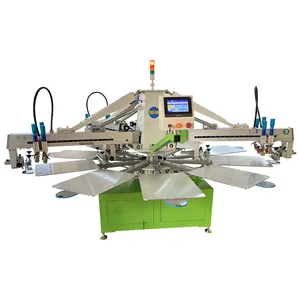 Rotate Automatic 3 Color 10 Stations T-shirt Silk Screen Printing Machine With Flash Dryer For Cloths Fabric