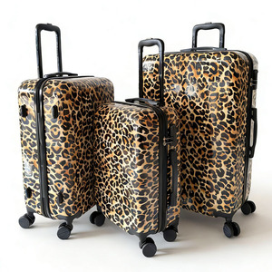 Leopard-print Rolling <b>Suitcase</b> with Thickened ABS/PC Silent Swivel Wheels Ideal for Travel Carry-on Bag RTS Bulk Mixed Order - Product Image 1