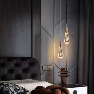Lustre en forme de goutte d'eau luxueux et lumineux, luminaire suspendu pour escalier à plusieurs têtes, lampe à bulles en verre cristal créative dorée - Product Image 3