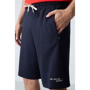 Shorts pour homme en coton bleu marine, épais, doux, texturé, coupe standard, basique - 81276 - Bleu marine - Product Image 4