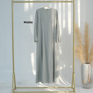 Robe décontractée unie en polyester à manches longues et col rond avec bretelles, grande taille, pour mariage, printemps, été, automne LR941 - Product Image 3