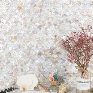 25mm Natürliche Schillernden Fan Shaped Shell Mutter Der Perle Mosaik Fliesen Für Luxus Hotel Bad Wohnzimmer Wand Projekt