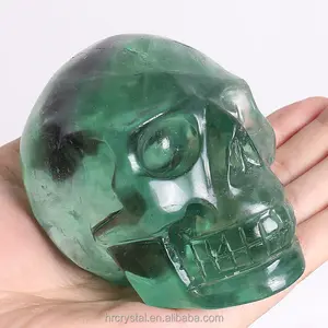 愈合半宝石工艺品绿色萤石头骨大水晶头骨雕刻
