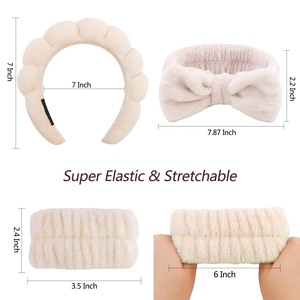 Mauri Lot <span class=keywords><strong>de</strong></span> 3 Bandeaux <span class=keywords><strong>de</strong></span> Spa et Maquillage en Tissu, Antidérapants, Éponge Volumineuse, Effet <span class=keywords><strong>Bulle</strong></span> Torsadée, pour le Lavage du Visage, pour Femme - Product Image 2