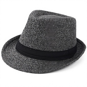 Chapeau Fedora gris personnalisé avec bande noire - Product Image 1
