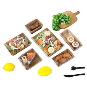 Boîtes en papier avec couvercles transparents, papier kraft de qualité alimentaire, ensemble de boîtes <span class=keywords><strong>kawaii</strong></span> pour la livraison des aliments, offre spéciale - Product Image 1