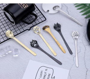Venta al por mayor Mini Metal Gato Garra Postre Cuchara de café Banquete DE BODA Personalizado Acero inoxidable Plata Oro Pequeña Cuchara de té para el hogar - Product Image 5