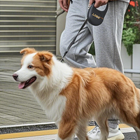 Elecpet Laisse rétractable noire pour chien 3m réglable Laisse de luxe personnalisée pour chien sans enchevêtrement pour chiens de taille moyenne en cours d'exécution