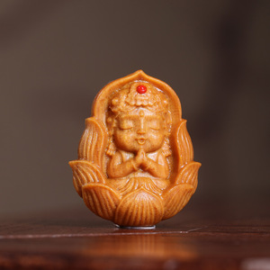 Sandalwood Buddha Pendant Charms Flower Shape Religious Buddhism Unisex DIY Jewelry Accessory <b>Necklace</b> Bracelet Gift 2024.6.24.1 - Product Image 3