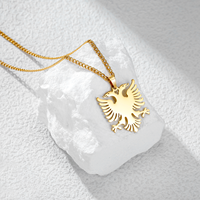 Collier Pendentif Aigle Albanais Tendance pour Femme et Homme, Couleur Or/Argent, Bijoux en Acier Inoxydable pour Fête, Fiançailles, Anniversaire, Cadeaux