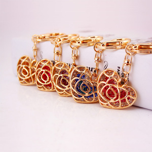 Cute Heart Crystal Keychains Hollow Heart Keychain