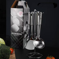 Ensemble d'ustensiles de cuisine en acier inoxydable de qualité supérieure, 10 pièces, spatule, louche à soupe, cuillère ajourée, résistant à la chaleur, antiadhésif, écologique