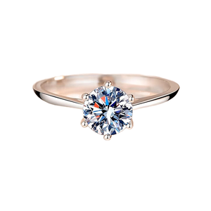 Classic Claw Setting Zircon Sterling <b>Silver</b> S925 Rhodium Plated Engagement Wedding Band Eternity Promise <b>Ring</b> for Women - Product Image 1