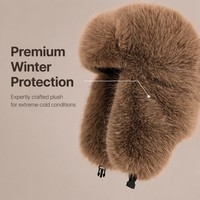 Chapeau Ushanka Russe de Luxe en Fausse Fourrure de Renard, Chaud et Épais pour l'Hiver, avec Cache-Oreilles, Vente en Gros, Logo Personnalisé, Style Trapper Bomber