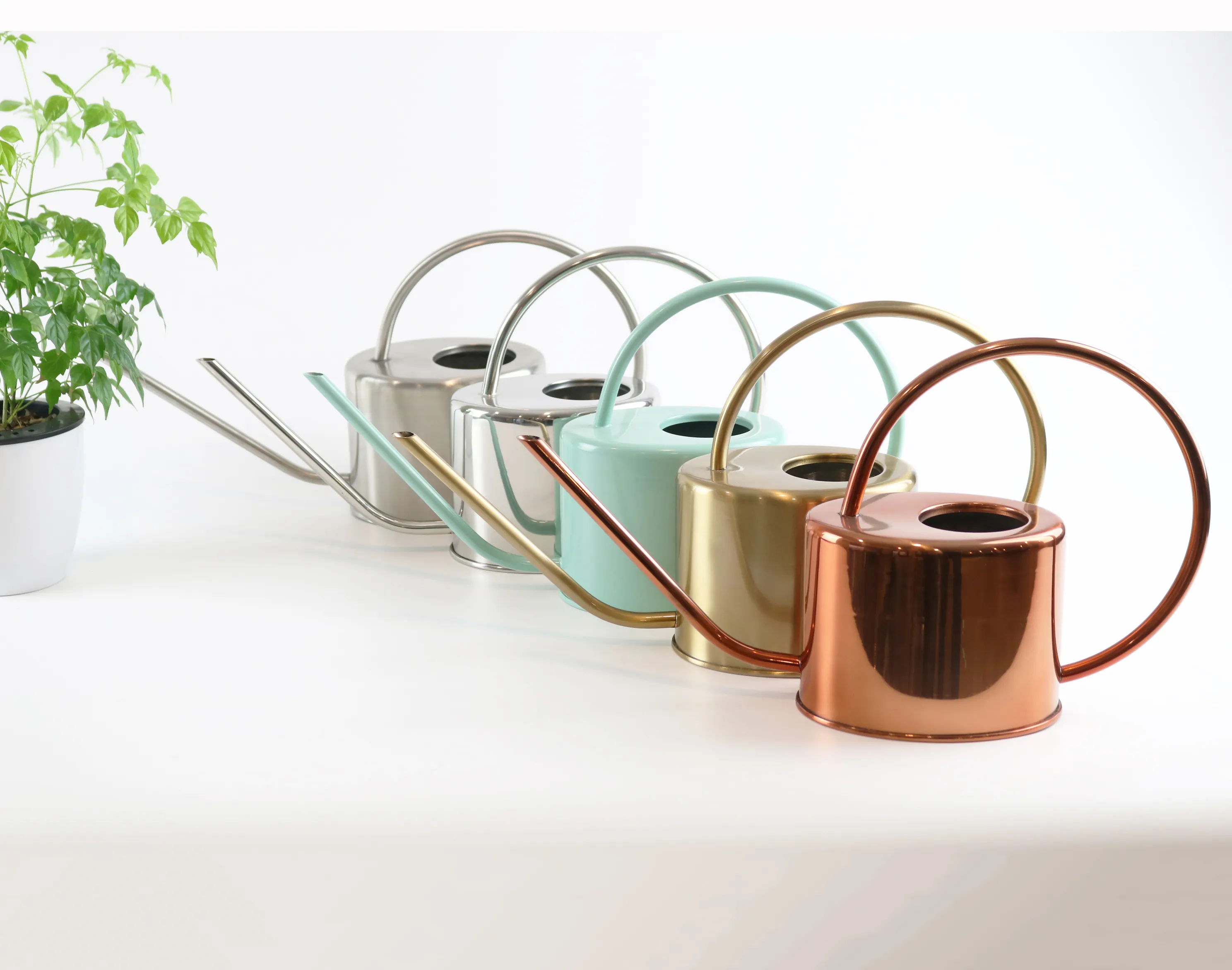 Customized Metal Color Popular Design Long Spout Water Pot Planting Can Stainless Steel Watering Cans