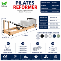 Reformer Pilates pliable en bois d’érable avec pieds réglables Machine de fitness professionnelle pour studio et maison