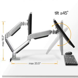 Support d'ordinateur portable en alliage d'aluminium à mouvement complet, bras à ressort mécanique, support mural pour moniteur 2-en-1, stabilité garantie, stock direct disponible - Product Image 3