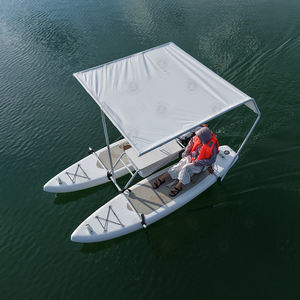 Bateau à pagaies électrique gonflable de luxe pour 2 à 4 personnes, <span class=keywords><strong>catamaran</strong></span> en PVC avec auvent, bateau de pêche portable et planche de SUP pour l'extérieur - Product Image 3