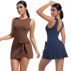 Damen High Stretch One Piece Jumps uit Tennis kleid mit hohlem Rücken und Unterwäsche Pickle ball & Yoga Rock Sport Wear - Product Image 1