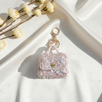 Mini sac à main à sequins avec porte-clés, petit porte-monnaie scintillant, breloque de sac, pochette de rangement portable pour écouteurs avec mousqueton