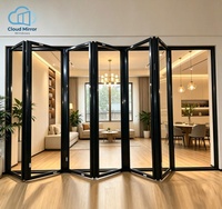 Puerta Plegable Moderna Minimalista de Aluminio y Vidrio Templado, Divisor de Habitaciones Interior/Exterior para Apartamentos y Casas de Vacaciones
