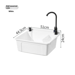 Lavabo Integrato Quadrato in Plastica dal Design Moderno, Lavandino Rinforzato per Uso Domestico, Ideale per il Bagno degli Animali e l'Uso in Balcone - Product Image 6