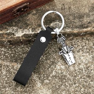 Porte-clés Viking Nordique yunnique en Acier Inoxydable avec Cordon en Cuir, Bijou pour Homme, Vente Transfrontalière - Product Image 3