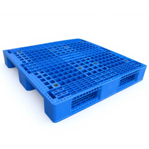 倉庫保管用の平らな表面と3つのスキッドを備えた、産業用4方向エコフレンドリーで頑丈な衛生的なプラスチックパレット - Product Image 1