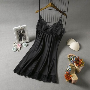 Vente en gros Robes de nuit sexy Ensemble <span class=keywords><strong>grande</strong></span> <span class=keywords><strong>taille</strong></span> Vêtements de nuit décontractés Filles Femmes Pyjamas mignons en <span class=keywords><strong>soie</strong></span> - Product Image 1