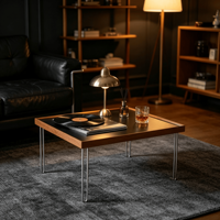 Table basse pliable minimaliste moderne blanche de style Bauhaus inspirée de la dopamine, en acier inoxydable et en bois massif
