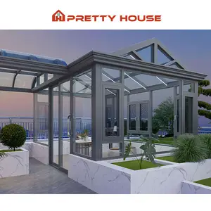 Soundproof Windproof Modular Prefab Sun Room Glass Garden House Outdoor Aluminium Triangle Sunroms