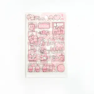 Sıcak satış ürünleri pembe çilek Sticker DIY sevimli renkli kalıp kesim dizüstü karikatür Kawaii etiket çıkartmaları