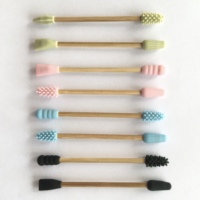 Hisopo de algodón reutilizable con forma de punta, hisopo de algodón de bambú q tips, limpieza de orejas, kits de limpieza de oídos, nuevo diseño
