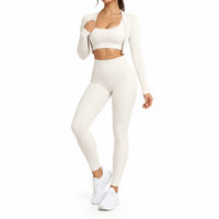 Ensemble 3 pièces pour femme, extensible dans quatre directions, taille élastique, dos nageur, respirant, anti-transpiration, léger, séchage rapide, longueur intégrale, OEM ODM