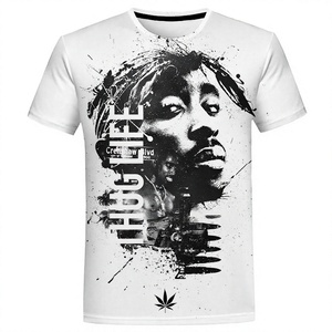T-<span class=keywords><strong>Shirt</strong></span> Hip Hop Personalizzata con Stampa 3D del Rapper <span class=keywords><strong>Tupac</strong></span> 2Pac, 100% Poliestere, Stampa Digitale - Product Image 4