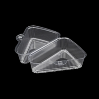 Boîte transparente à charnière pour tranches de gâteau avec languette de fermeture frontale, contenant triangulaire jetable pour pâtisserie à emporter