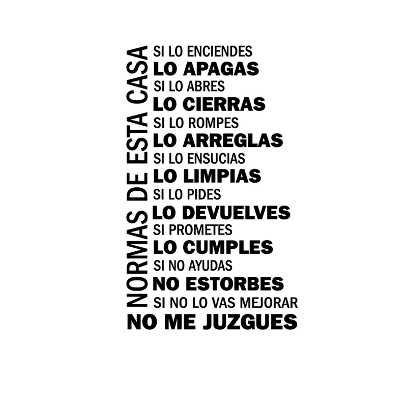 Spanish House Rules Vinyl Wall Decals Sticker Family Quote In Spanish Decoration Home Decor