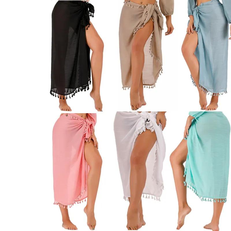 Serviette de plage multi-usages, couverture de plage, Sarong, Bikini, jupe portefeuille, pour femmes, modèle