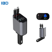 Chargeurs IBD 4 en 1 Câbles rétractables de voiture et Port Usb c PD 12v Charge rapide 60w 100W 120W Chargeur de voiture pour téléphone iPhone