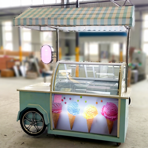 Triciclo Refrigerador Móvil Azul y Blanco para Helados, Camión de Comida Comercial, Triciclo de Bebidas y Alimentos, Bicicleta para Jugos Prensados en Frío - Product Image 1