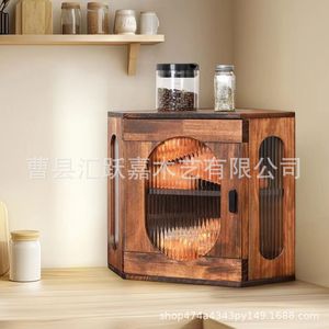 Meuble de rangement de cuisine en bois Huiyuejia, organisateur de bureau à 2 niveaux avec porte pour le stockage des aliments, des épices et des collations - Product Image 2