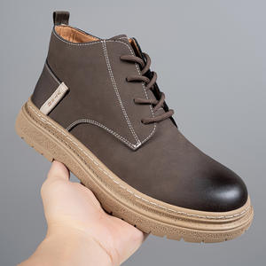 Bottes de travail décontractées en cuir véritable imperméables et confortables pour l'hiver, unisexes, avec semelle intercalaire en fourrure - Product Image 6