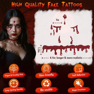 Pegatinas <span class=keywords><strong>de</strong></span> Gemas Faciales <span class=keywords><strong>de</strong></span> Vinilo Acrílico, Impermeables, Ecológicas, Forma Personalizada, Laminación Transparente Brillante, para Mujeres, Halloween, Vampiro - Product Image 3